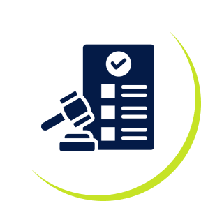 Gavel and checklist icon