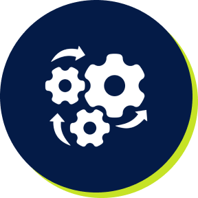 Gears with arrows on blue background