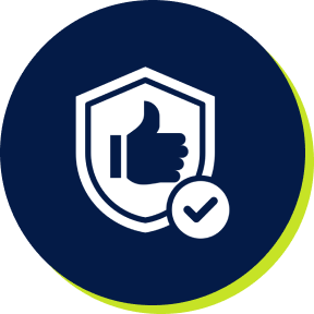 Thumbs up with shield and checkmark